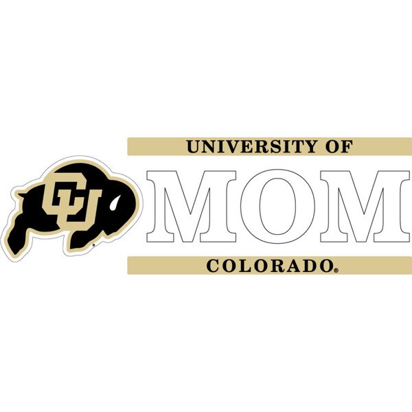 University of Colorado Mom decal with CU Buffaloes logo and gold accent bars